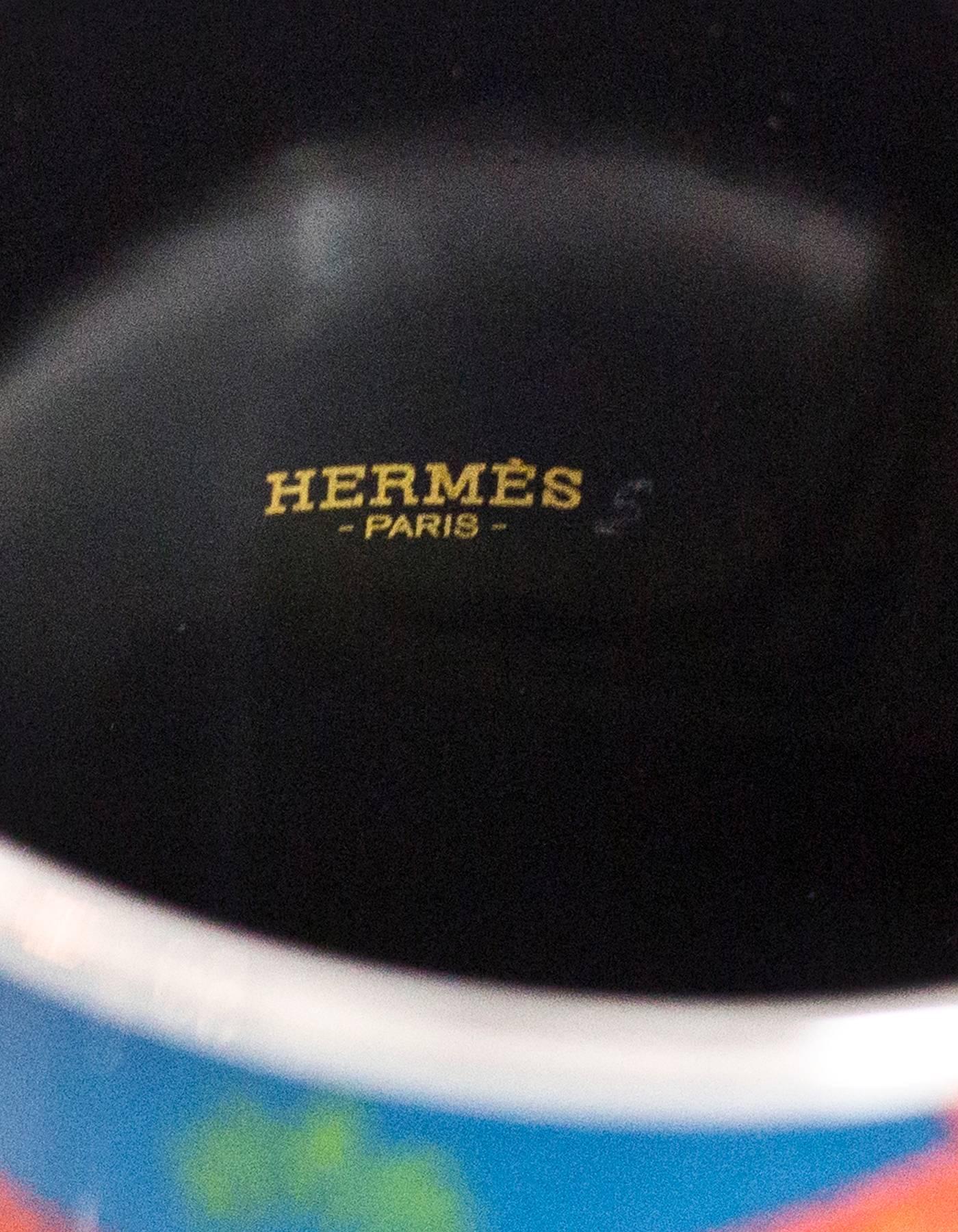 Hermes Blue & Orange Extra Wide Enamel Les Leopards Bangle Bracelet Sz 65 1
