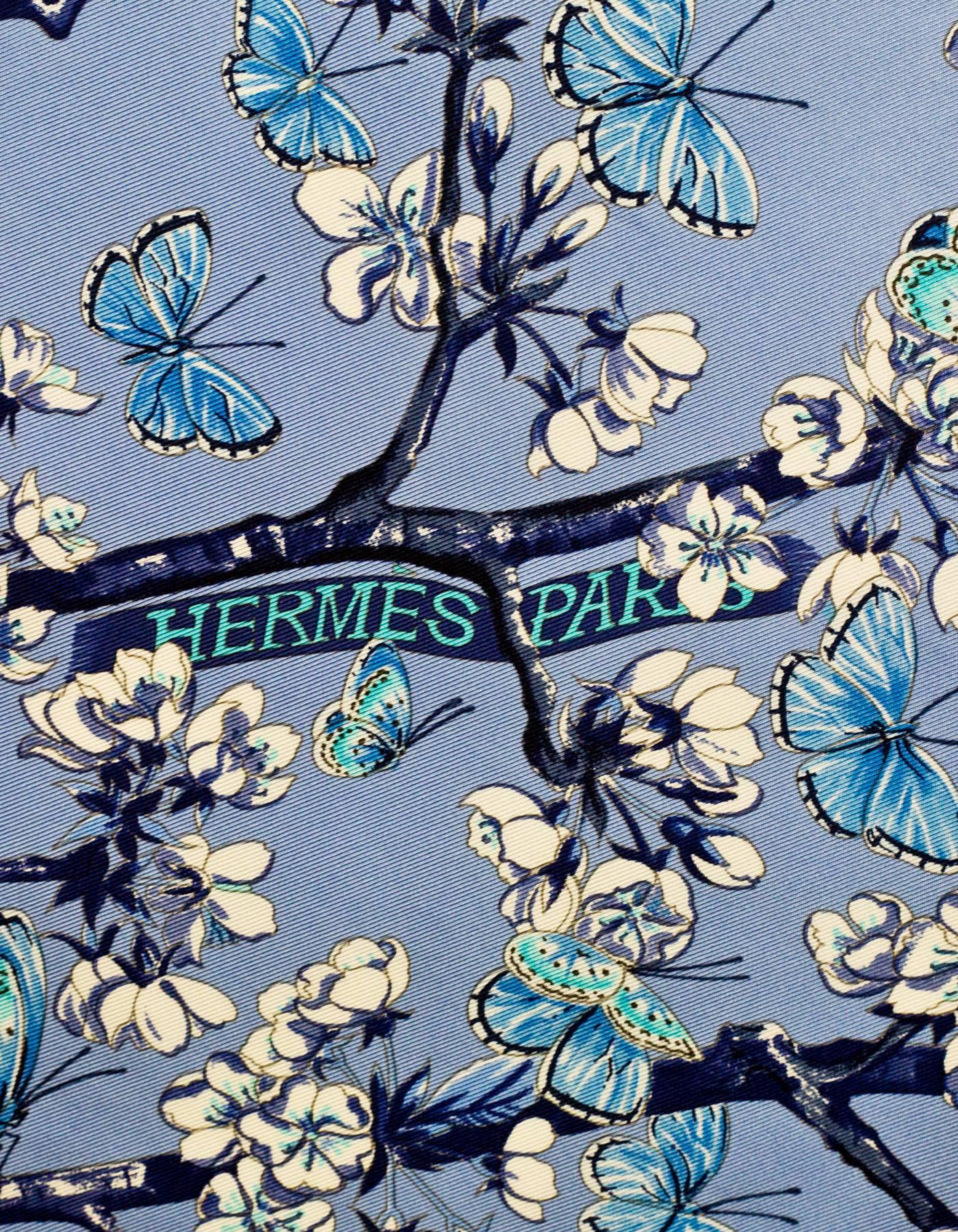 hermes scarf blue and white