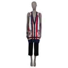 HERMES blue 2019 BRANDEBOURGS ENCADRE Twillaine Cardigan Vest Jacket 38 S