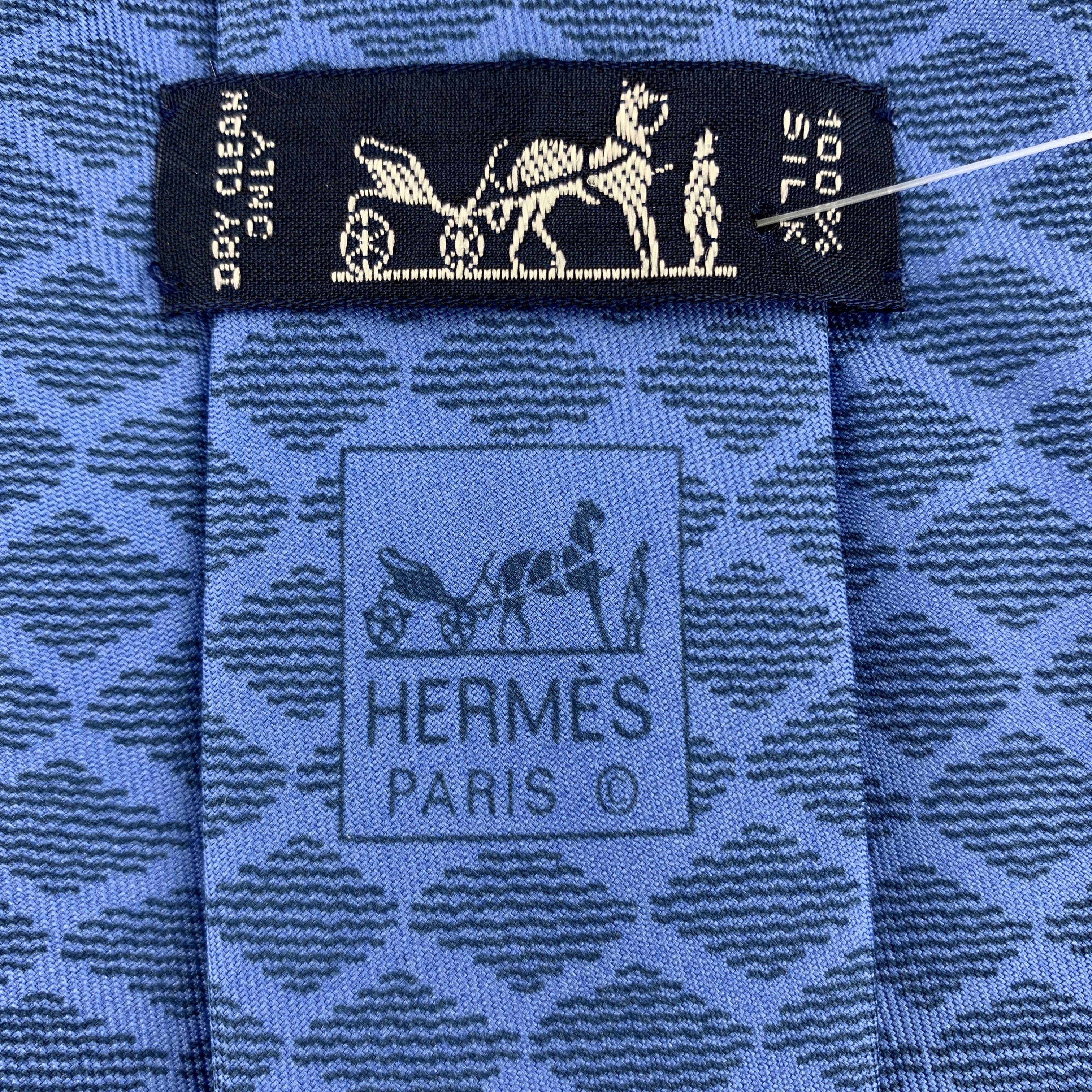 Men's HERMES Blue Abstract Print Silk Tie