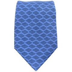 HERMES Blue Abstract Print Silk Tie