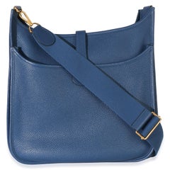 Hermès Blue Agate Clemence Evelyne 33 GM GHW