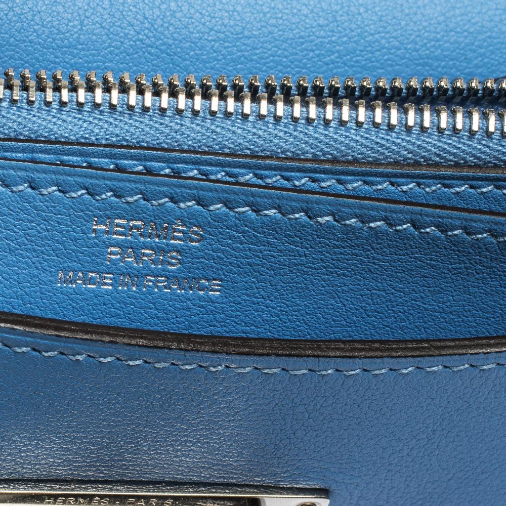 Hermes Blue Agate Swift Leather Mini Convoyeur Bag 3