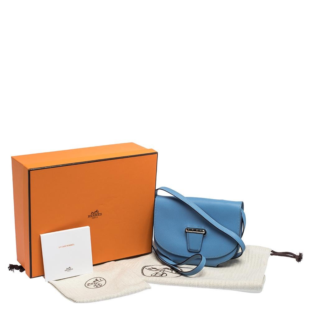 Hermes Blue Agate Swift Leather Mini Convoyeur Bag 8
