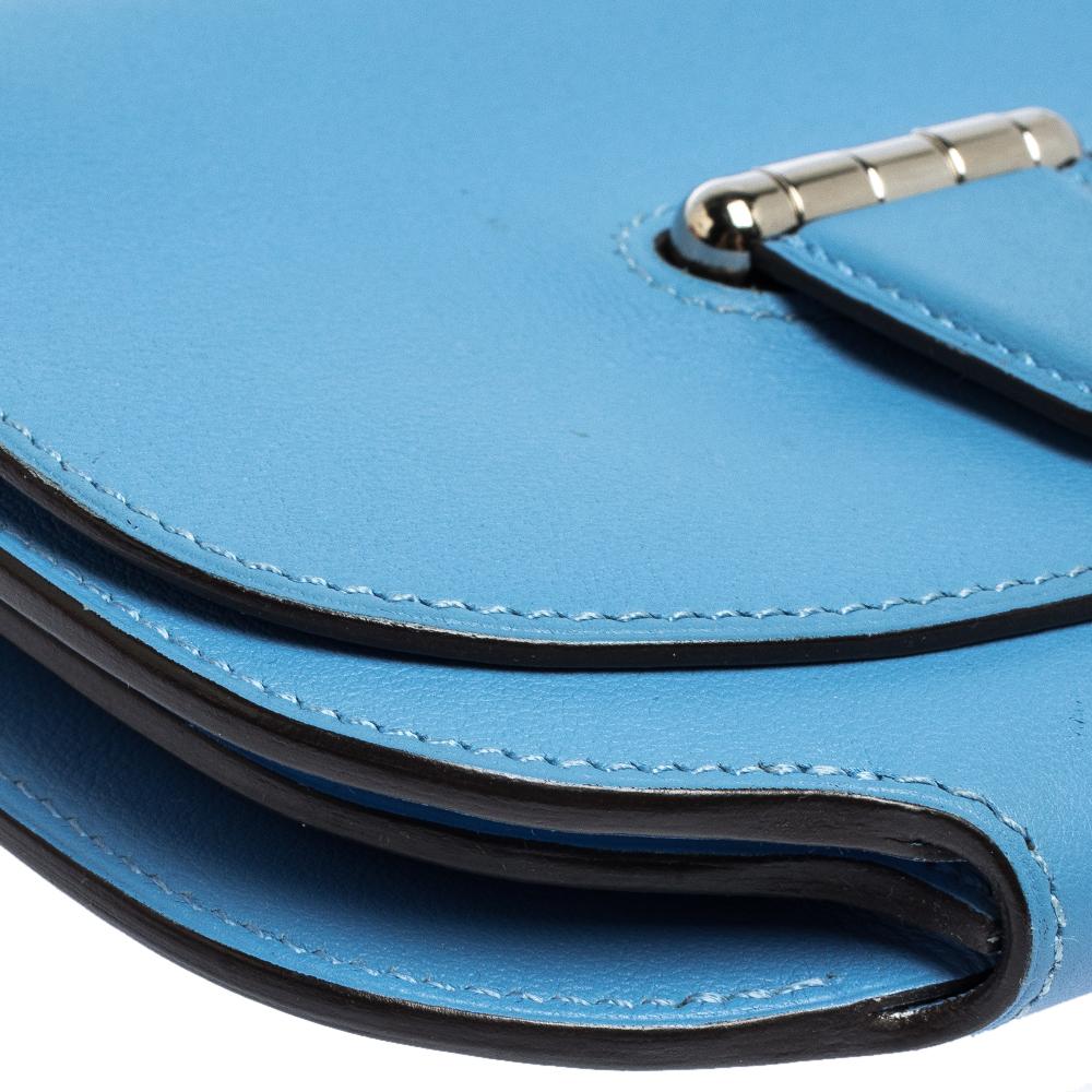 Women's Hermes Blue Agate Swift Leather Mini Convoyeur Bag
