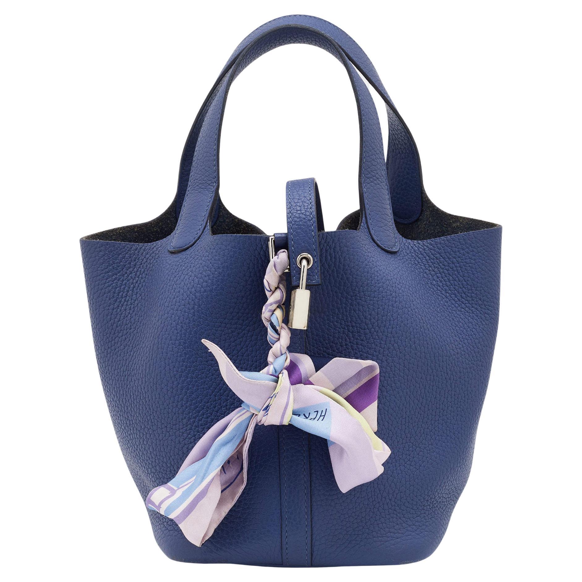 Hermes Picotin 18 Lock Bag Clemence Blue Agate SHW Stamp X