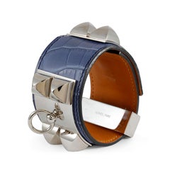 Hermès Blue Alligator CDC Collier de Chien Bracelet Cuff