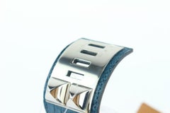 Hermès Blue Alligator Collier De Chien Cdc Cuff 20hz1009 Bracelet