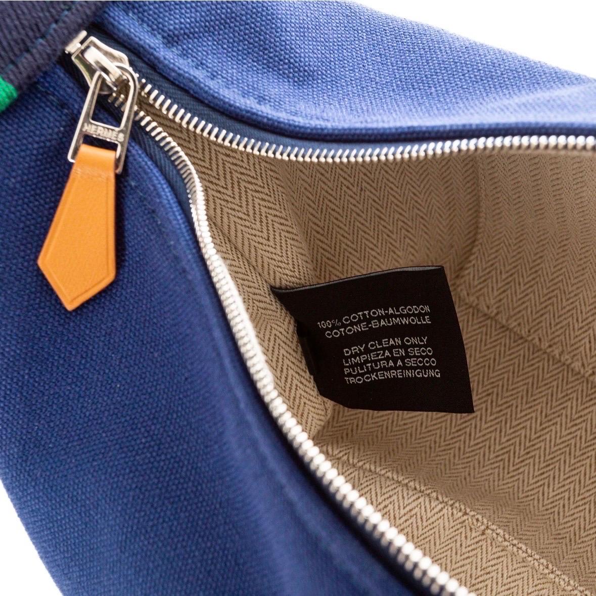 Hermès Blue and Eucalyptus Green Canvas Bride-a-Brac Case Small 6