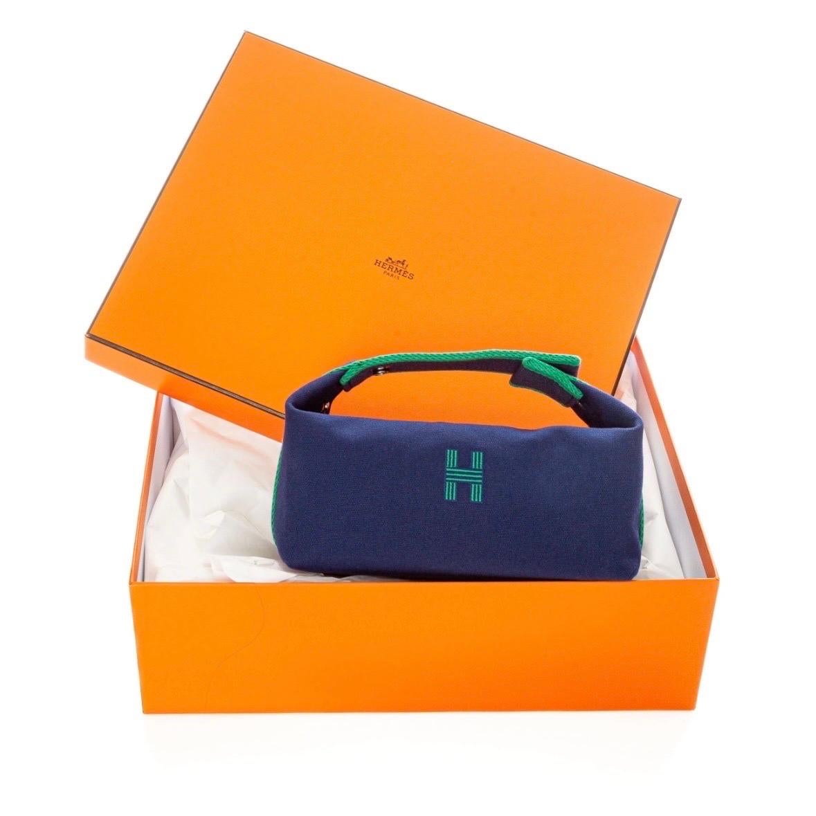 Hermès Blue and Eucalyptus Green Canvas Bride-a-Brac Case Small 8
