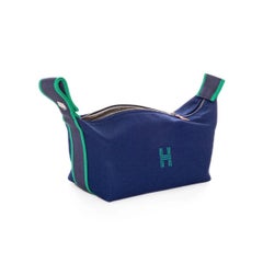 Hermès Blau und Eukalyptus Grün Canvas Bride-a-Brac Case Small