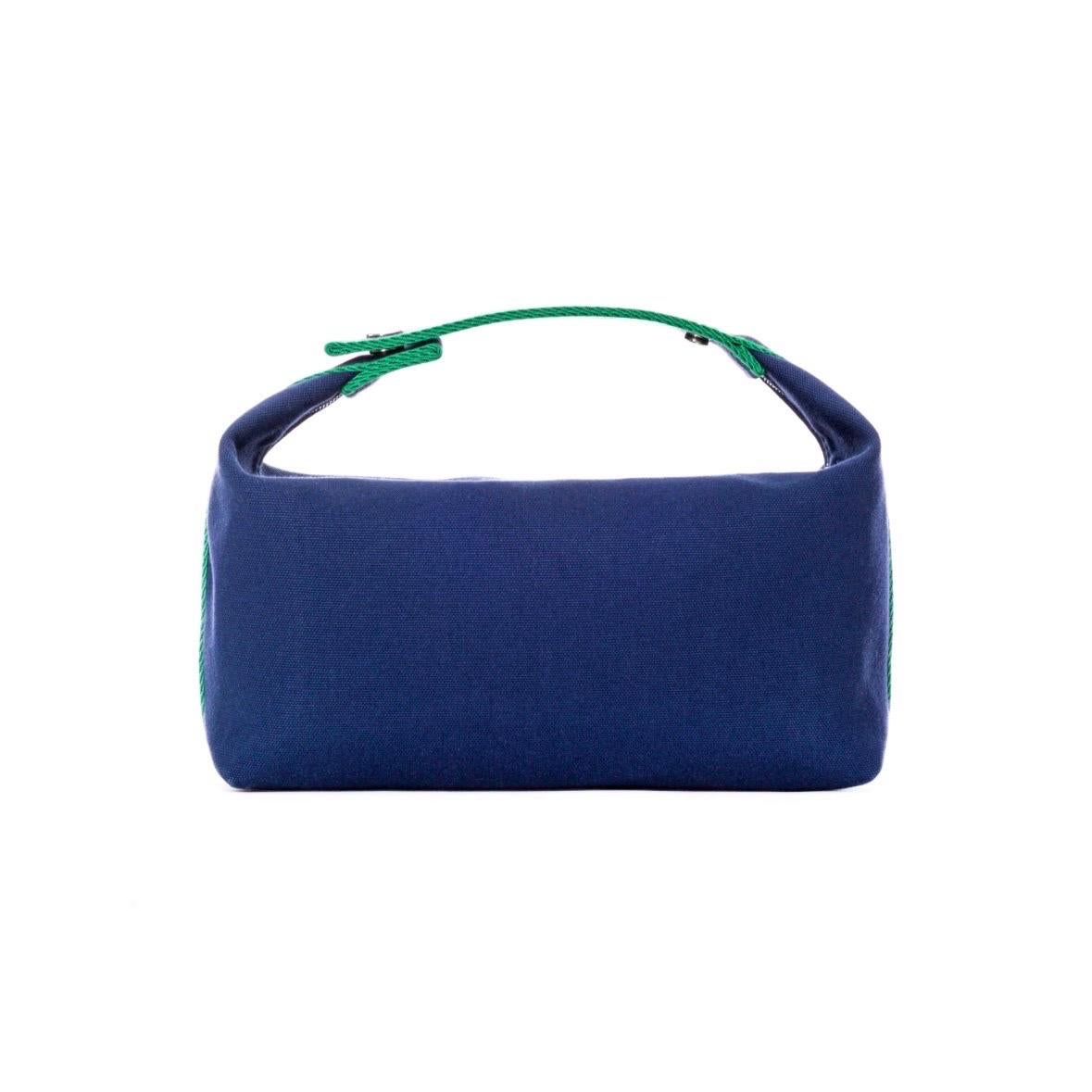 Hermès Blue and Eucalyptus Green Canvas Bride-a-Brac Case Small 3