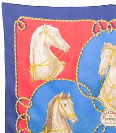 Hermes Blue and Red Brides Legeres by F Heron Silk Scarf