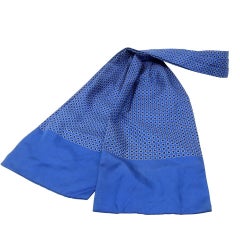 Hermès Blue Ascot in France Silk Necktie Monogram Pattern Scarf/ Wrap