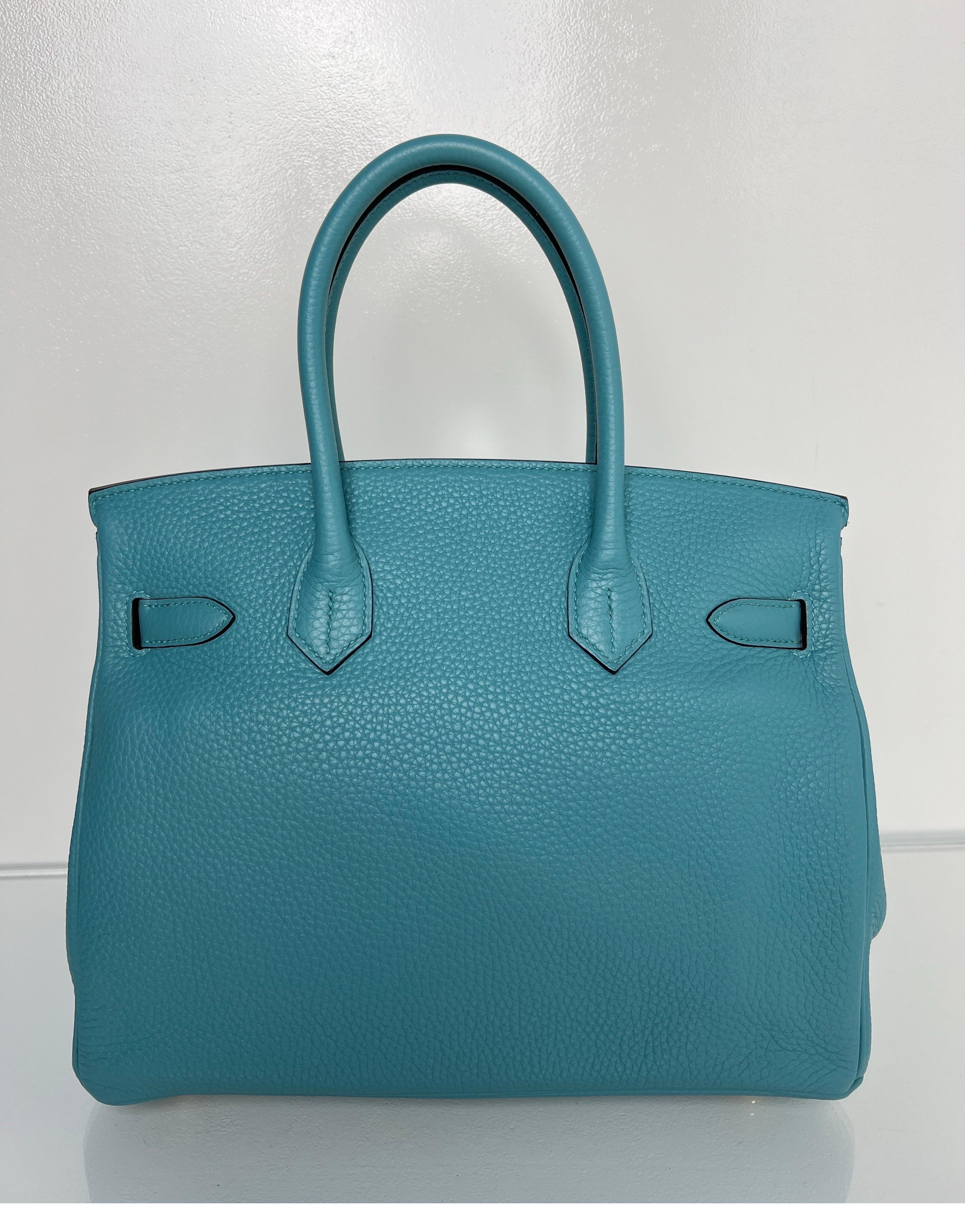 Hermes Blue Atoll Birkin 30 Bag 6