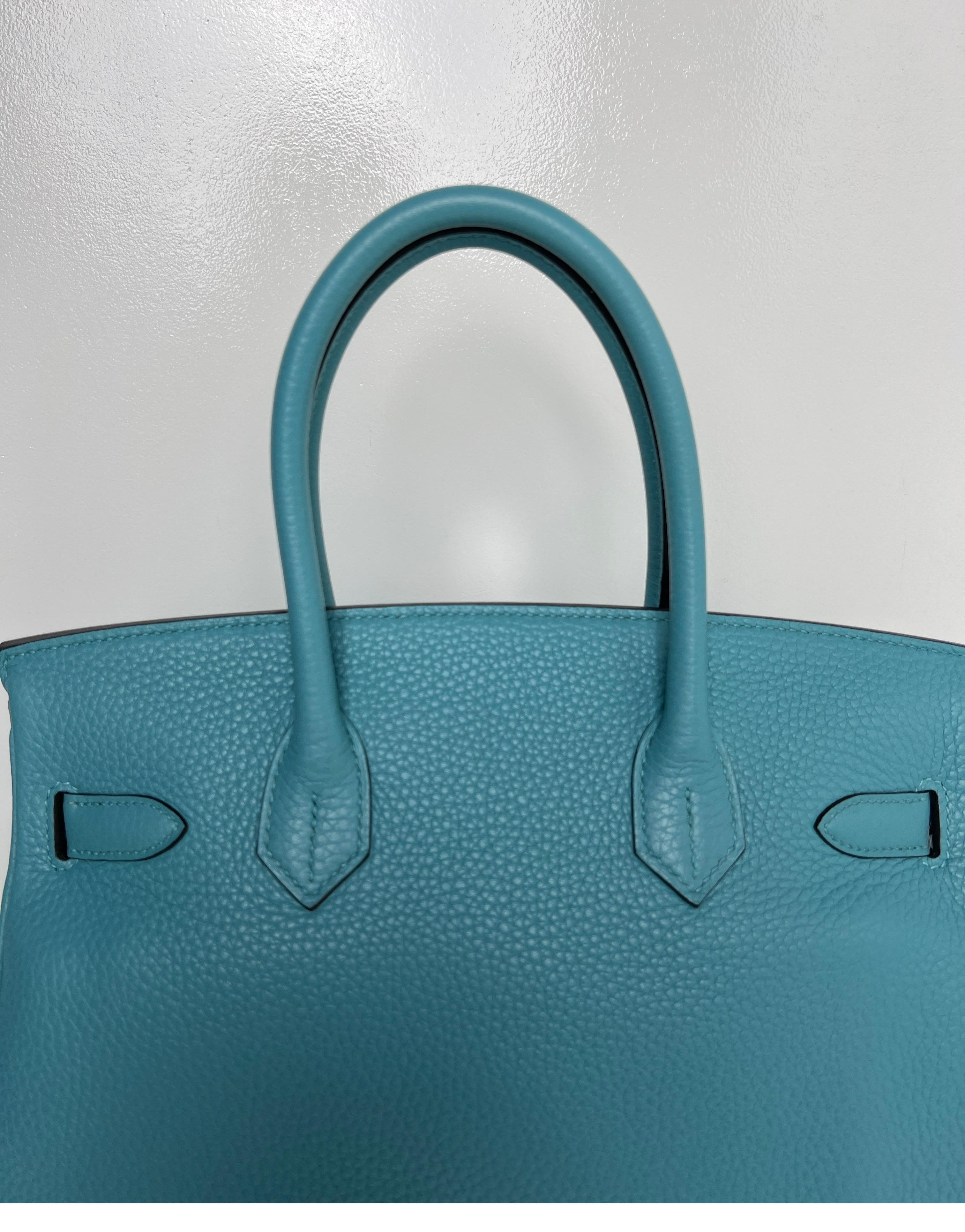 Hermes Blue Atoll Birkin 30 Bag 7
