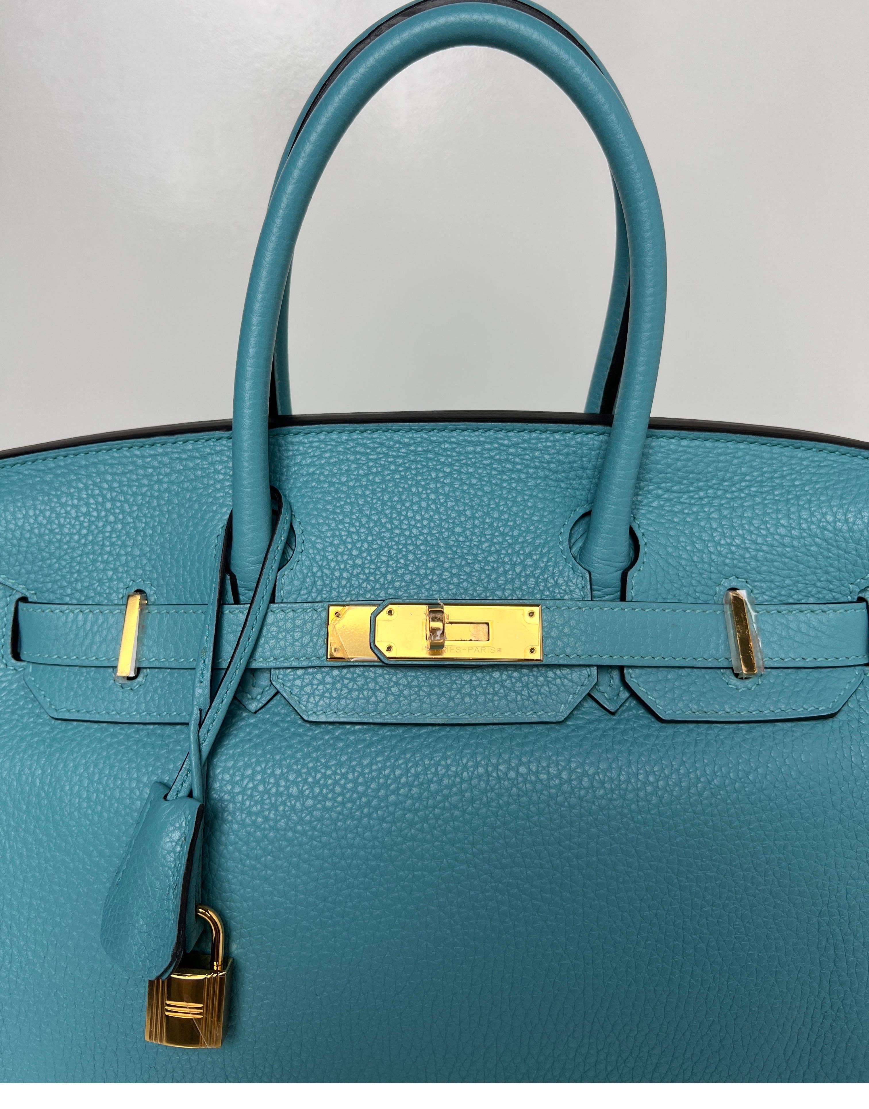 Hermes Blue Atoll Birkin 30 Bag 10