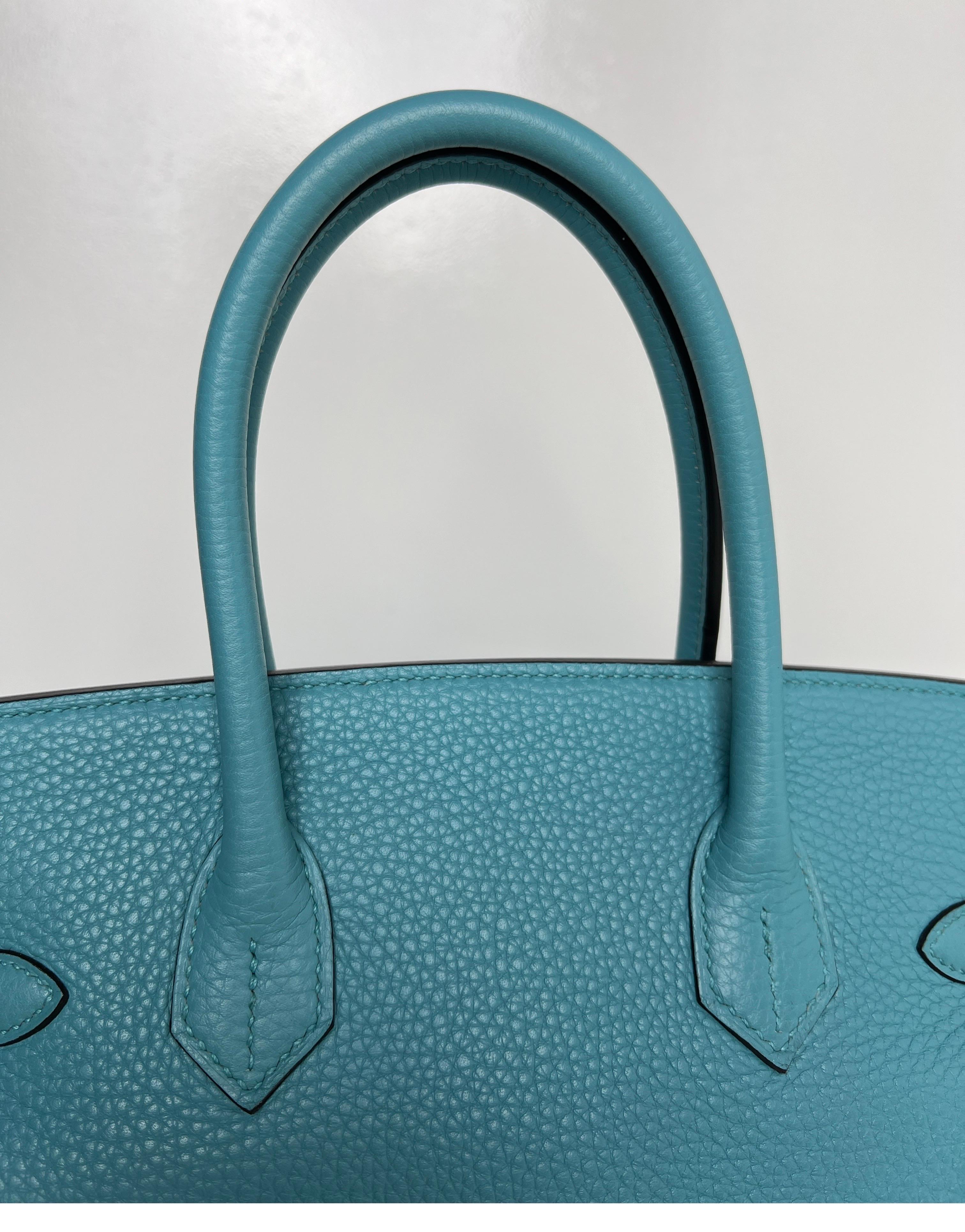 Hermes Blue Atoll Birkin 30 Bag 11