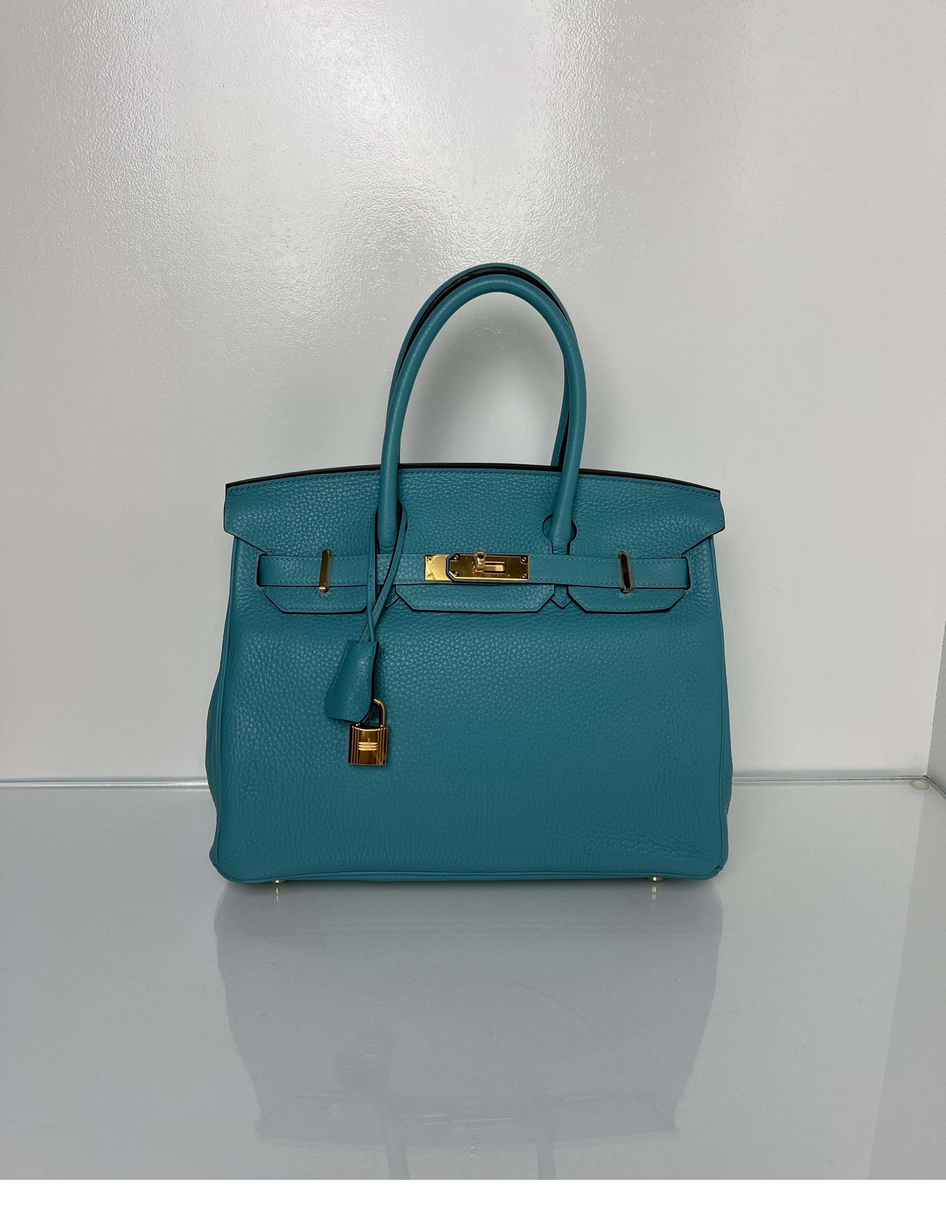 Hermes Blue Atoll Birkin 30 Bag 12