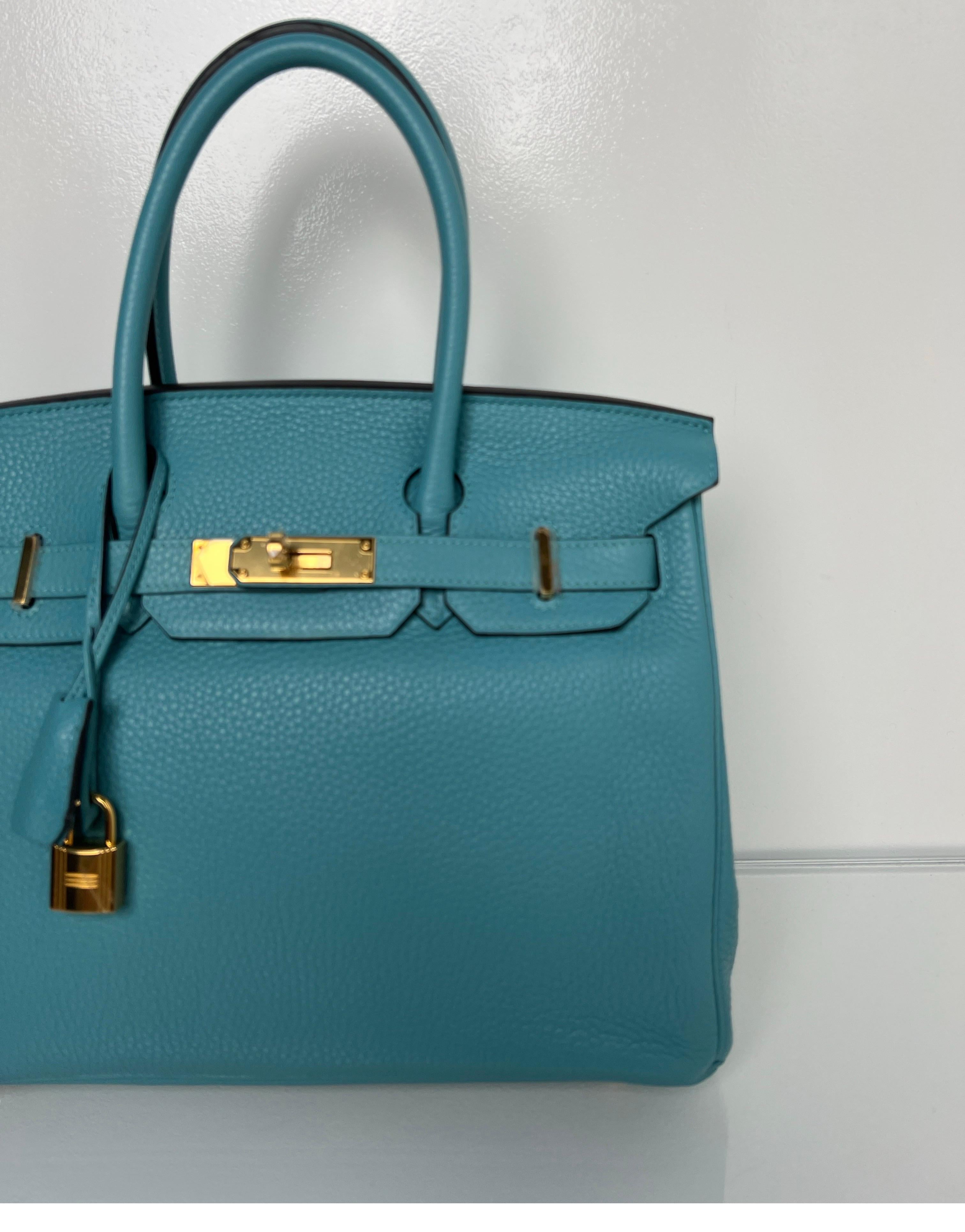 Hermes Blue Atoll Birkin 30 Bag 13