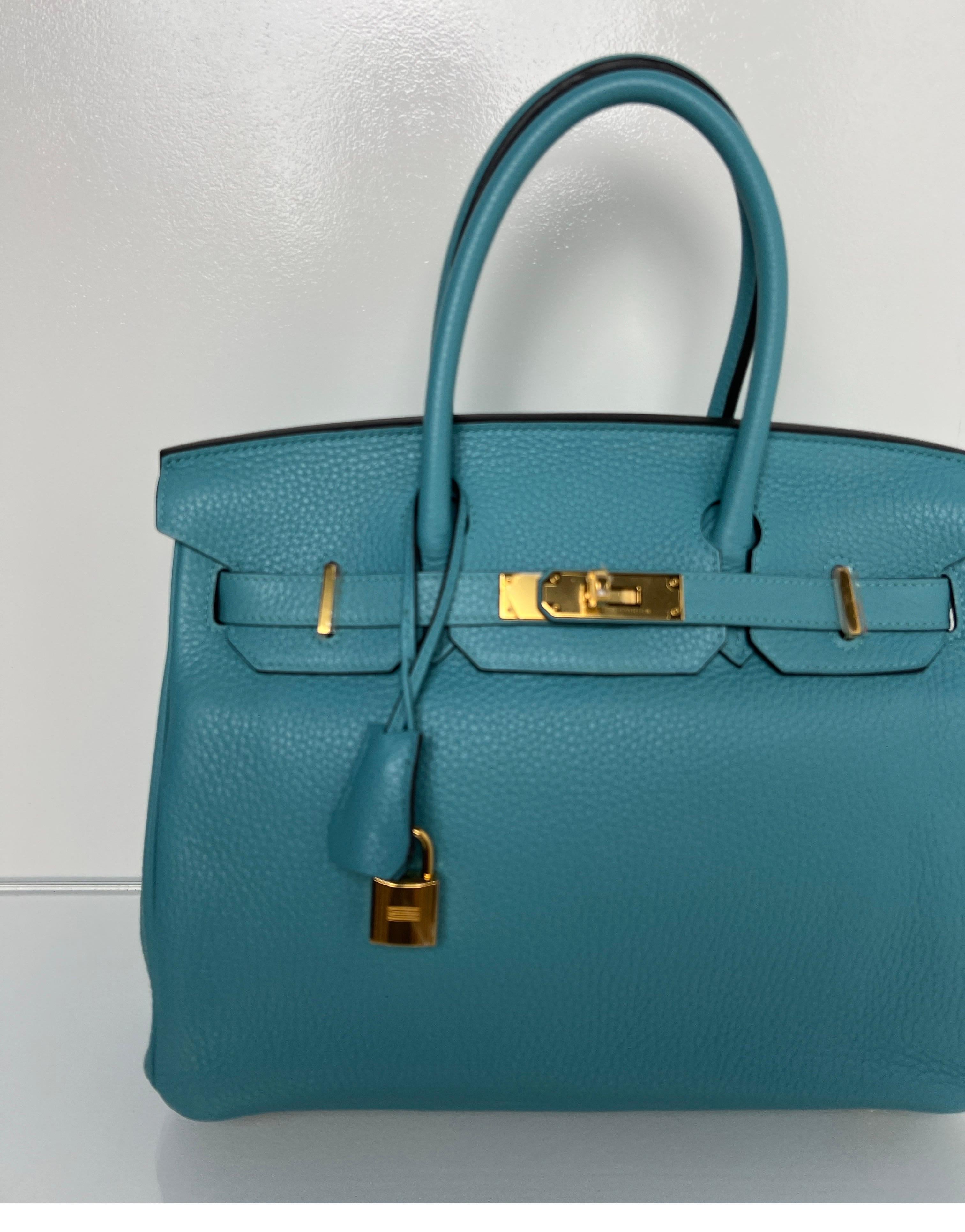 Hermes Blue Atoll Birkin 30 Bag 14