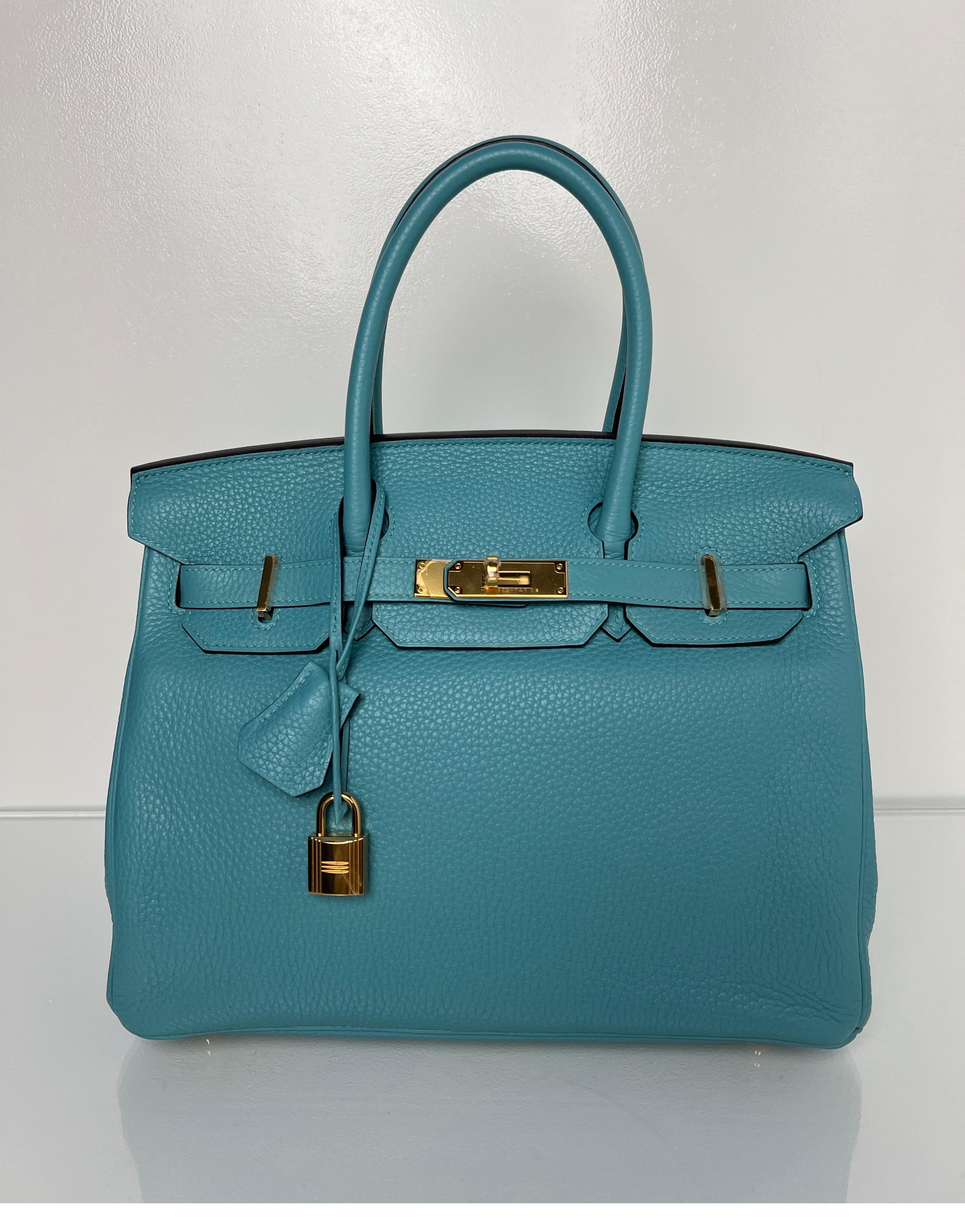 Hermes Blue Atoll Birkin 30 Bag 2
