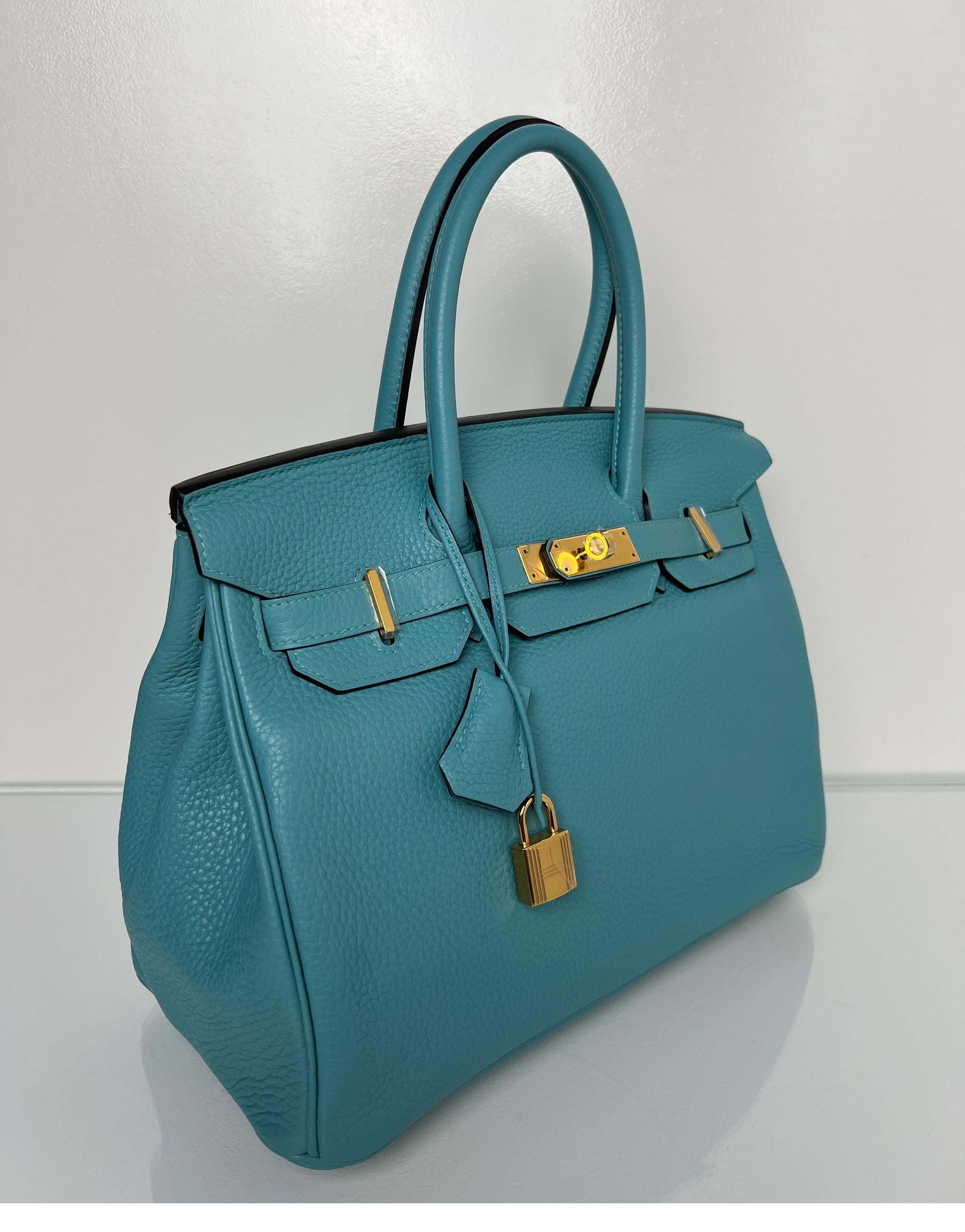 Hermes Blue Atoll Birkin 30 Bag 3