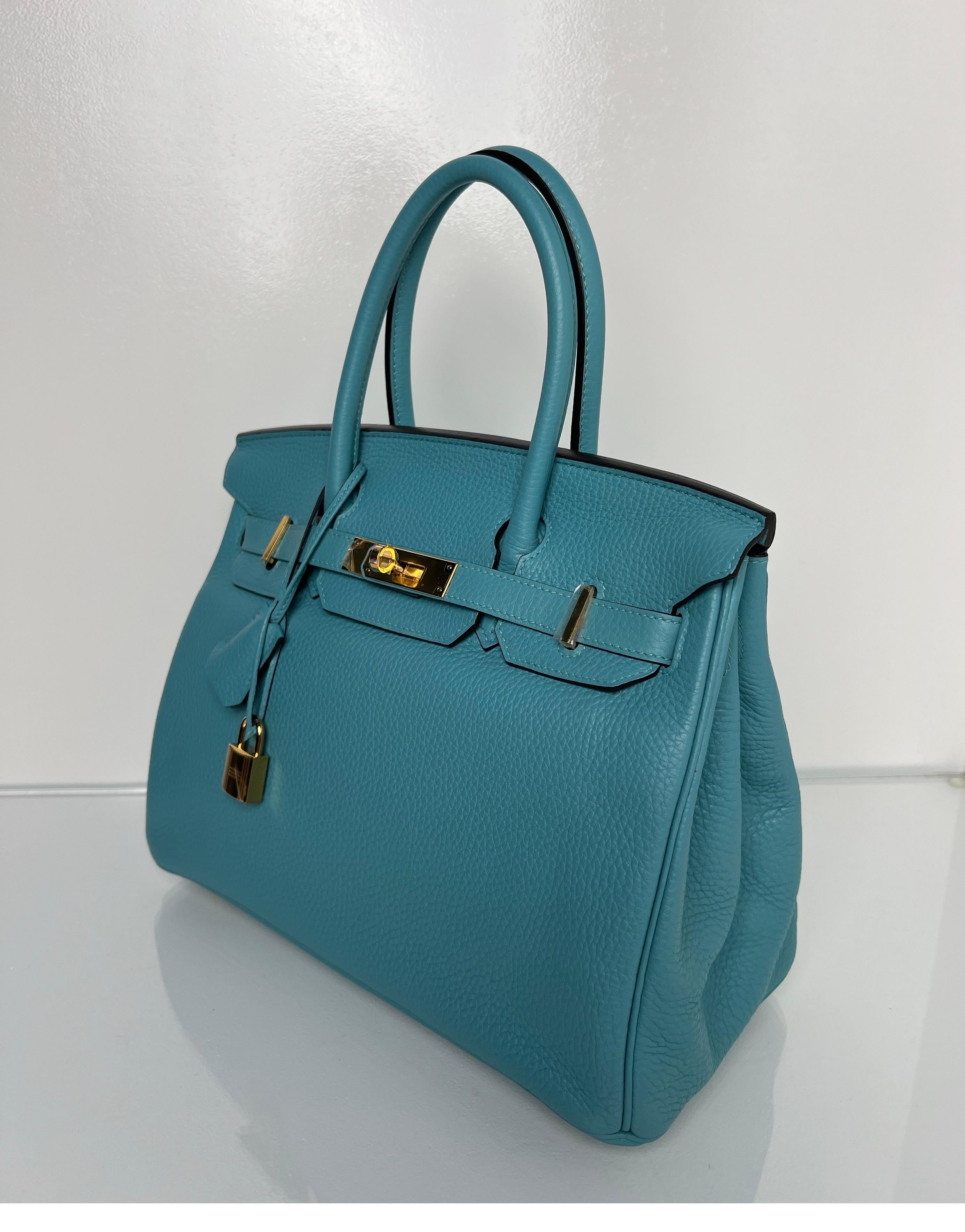 Hermes Blue Atoll Birkin 30 Bag 4