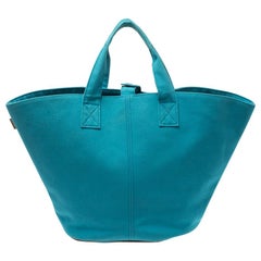 Hermes Blue Atoll Canvas Beach Tote