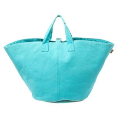 Hermes Blue Atoll Canvas Beach Tote