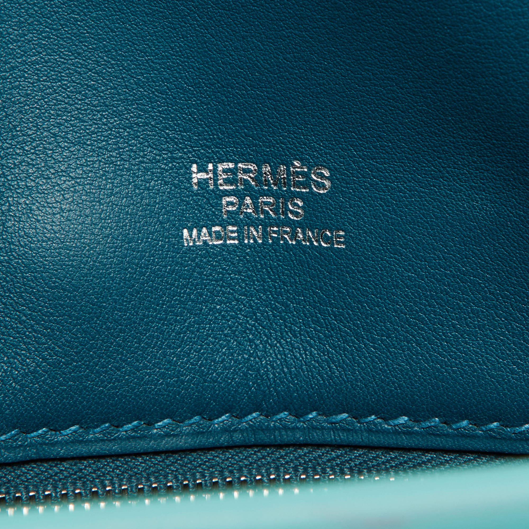 Hermes Blue Atoll/Colvert Swift Leather Berline 21 Bag 6