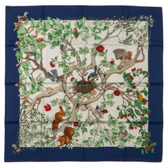 Hermès Blue Au Coeur De Bois Silk Scarf