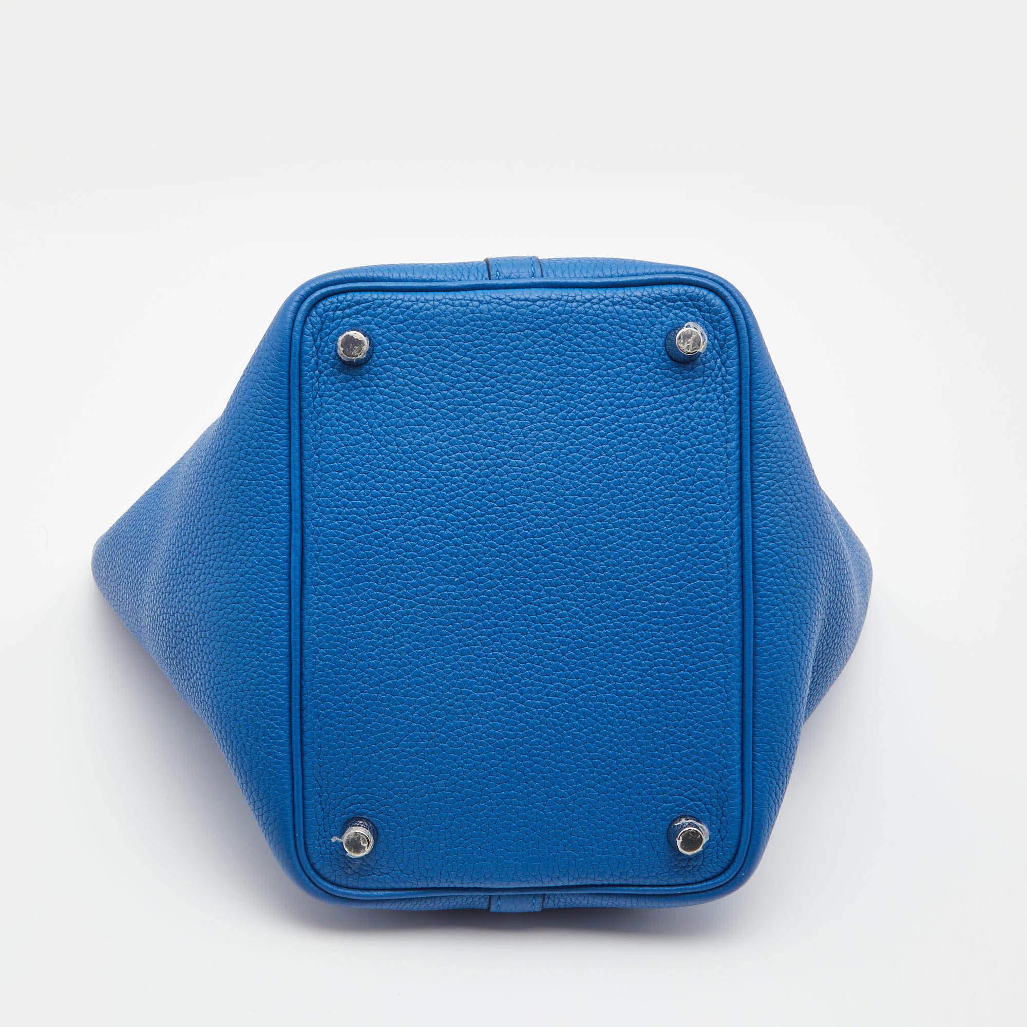 Women's Hermes Blue Azur Togo Leather Picotin Lock 18 Bag