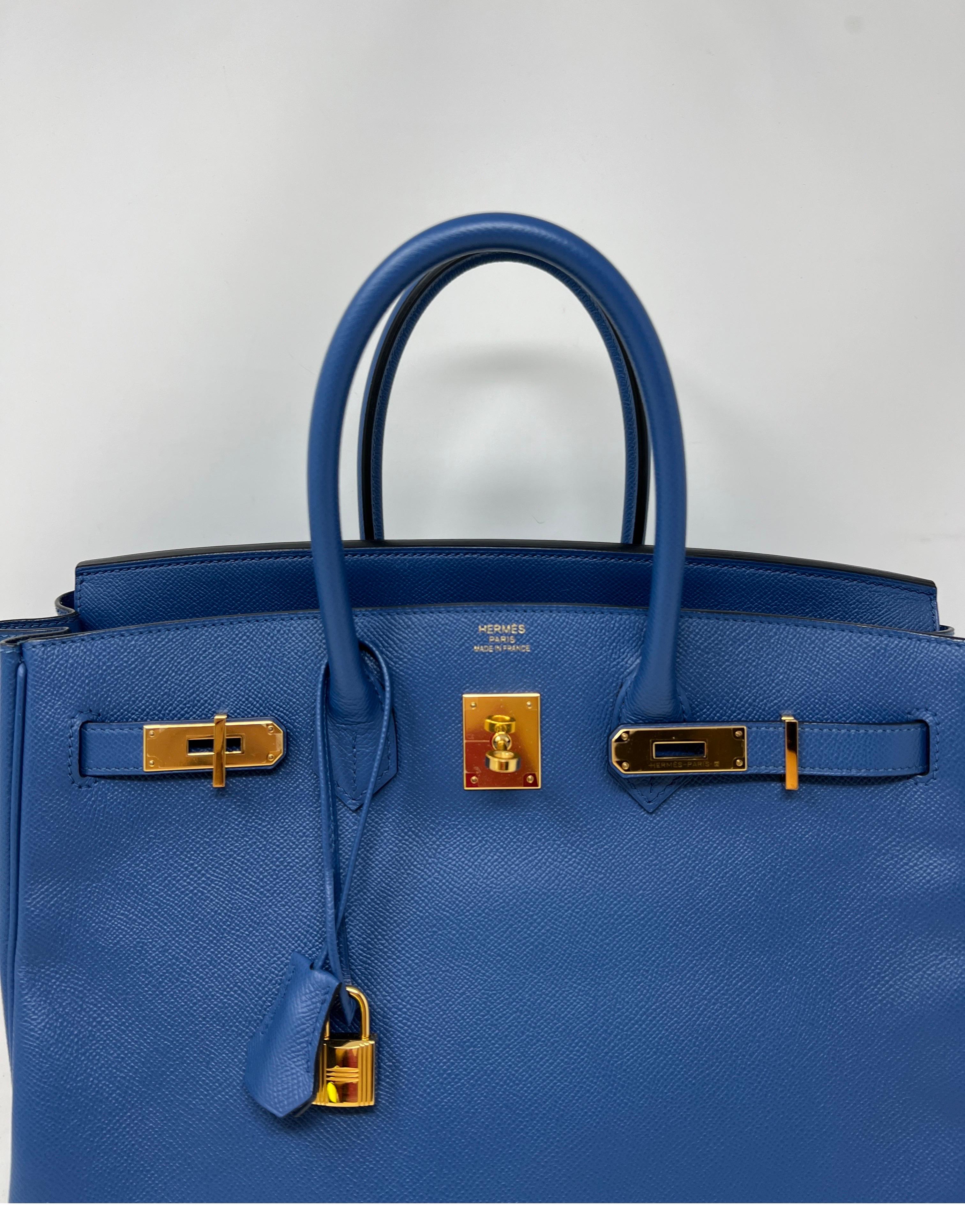 Hermes Blue Birkin 35 Bag In Excellent Condition In Athens, GA
