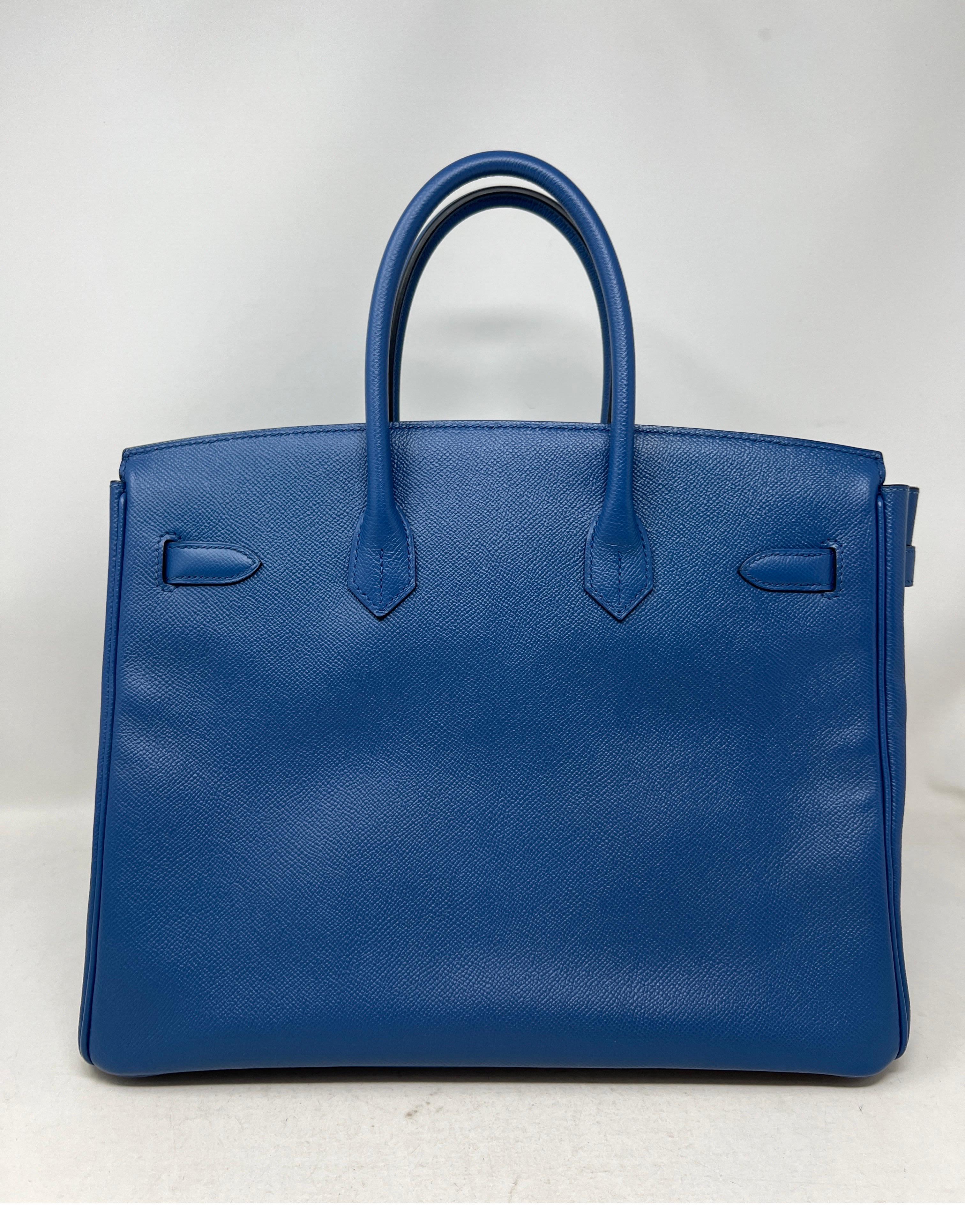 Women's or Men's Hermes Blue Birkin 35 Bag