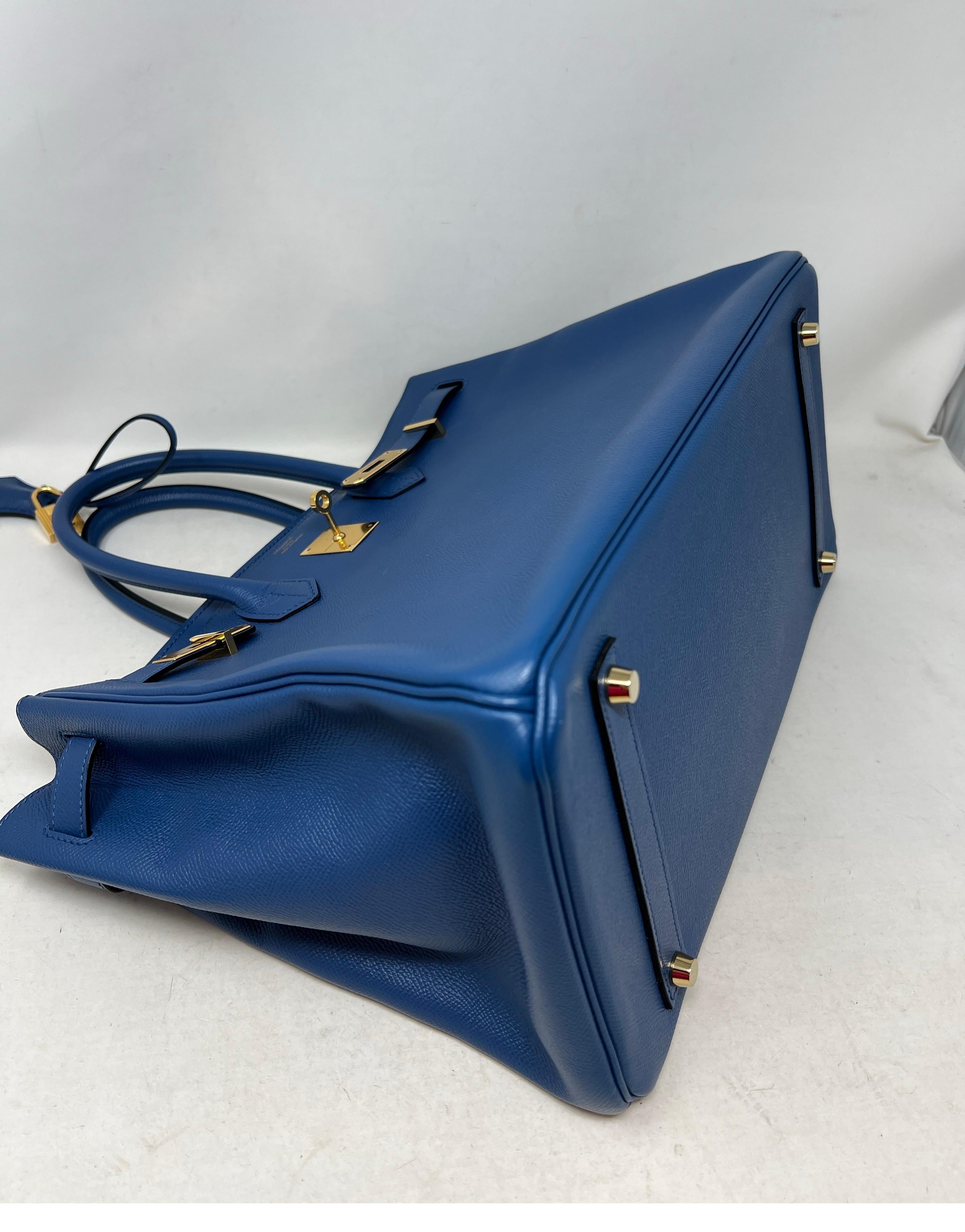 Hermes Blue Birkin 35 Bag 4