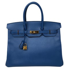 Hermes Blue Birkin 35 Bag