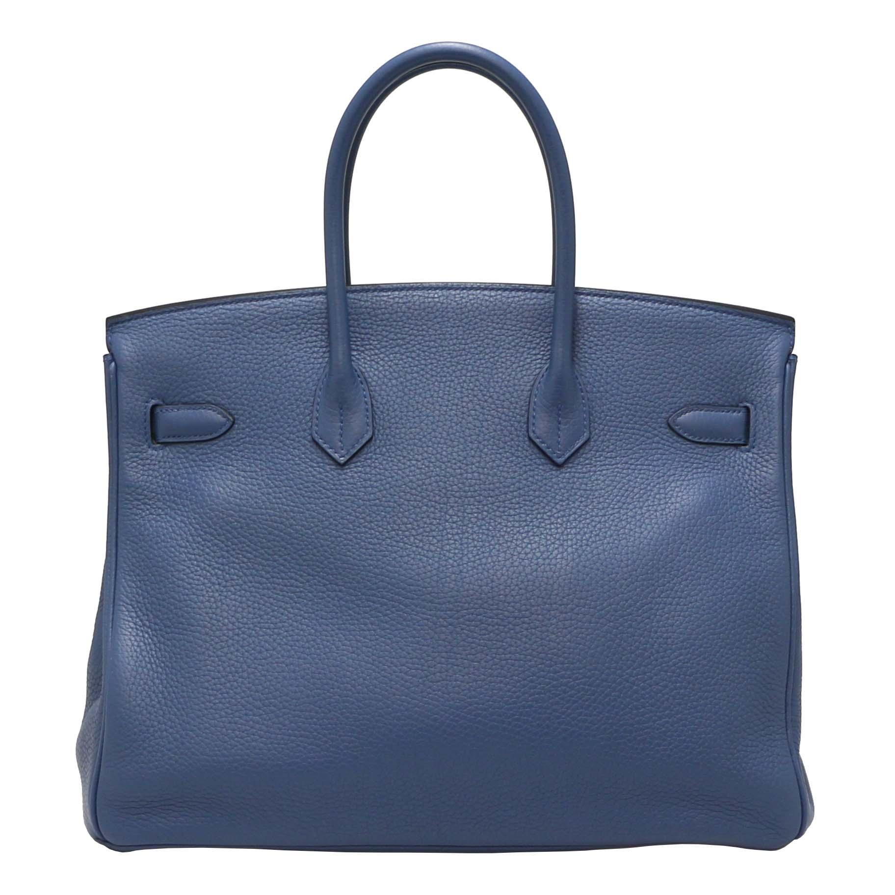 Hermès Blau Birkin 35 Togo Leder im Zustand „Hervorragend“ im Angebot in Paris, FR