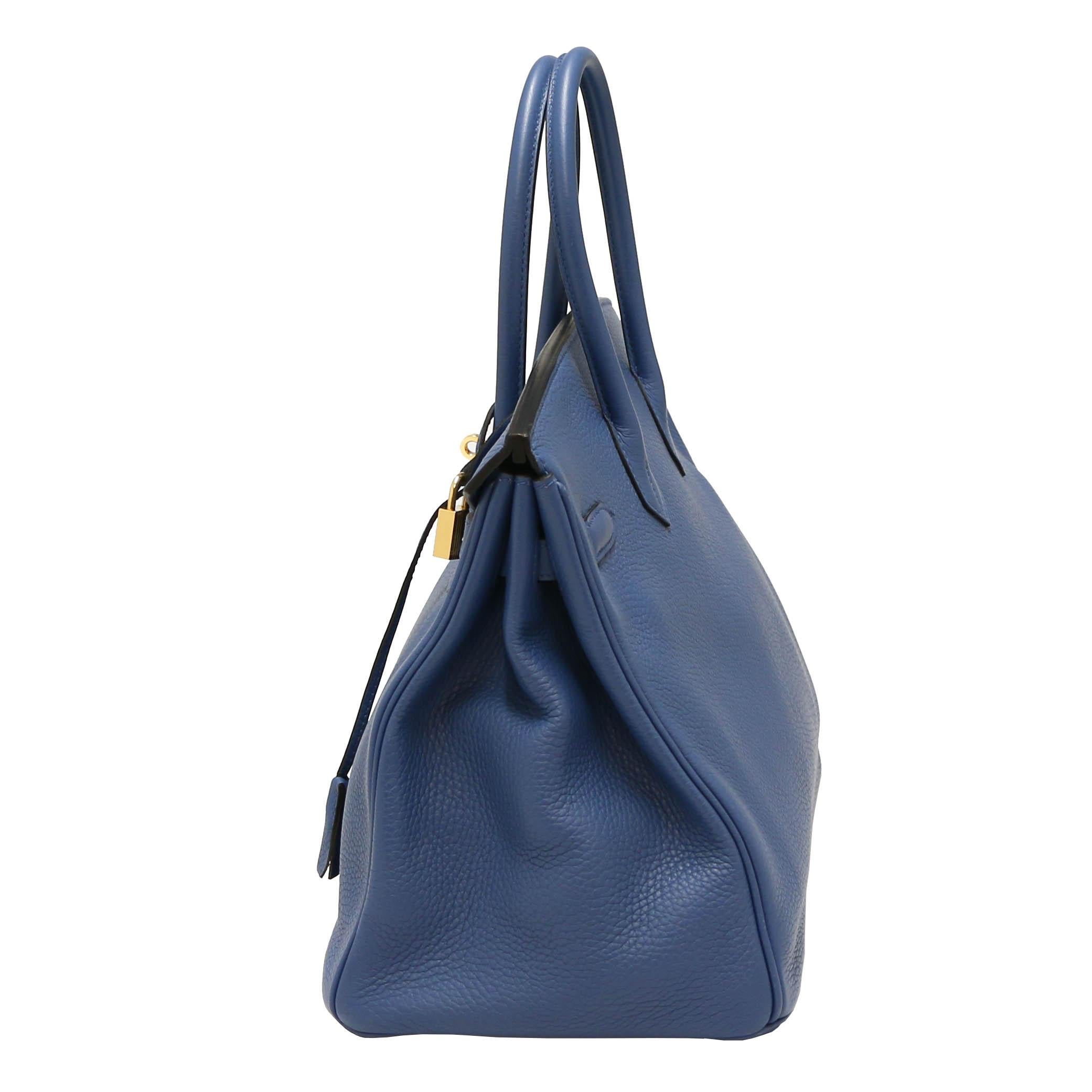 Women's or Men's Hermès Blue Birkin 35 Togo Leather For Sale