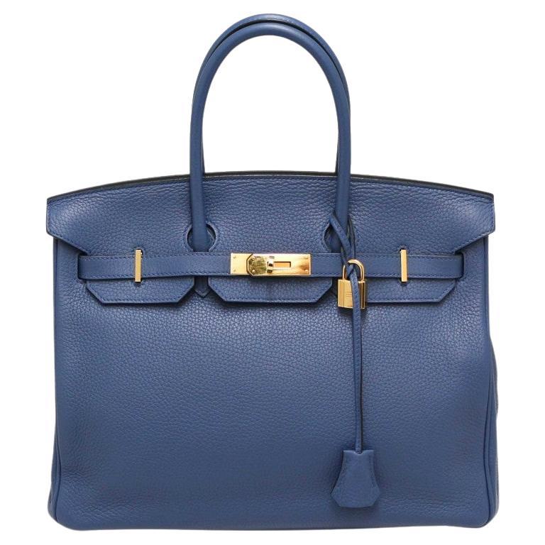 Hermès Blau Birkin 35 Togo Leder im Angebot