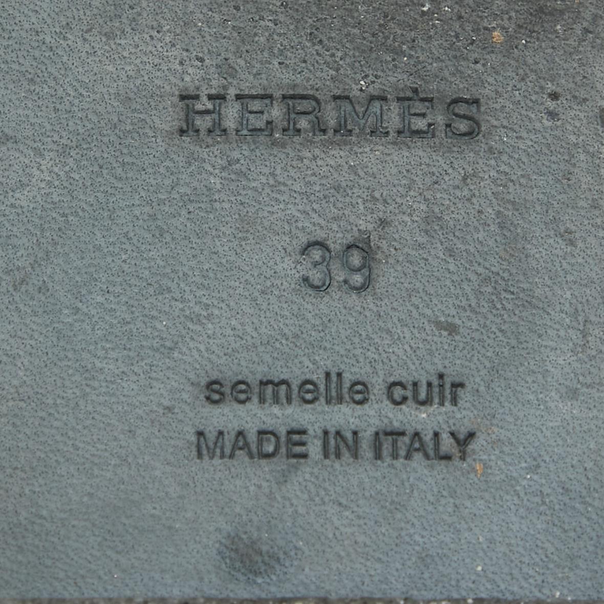 Hermes Blue/Black Glitter and Suede Oran Flat Slides Size 39 3