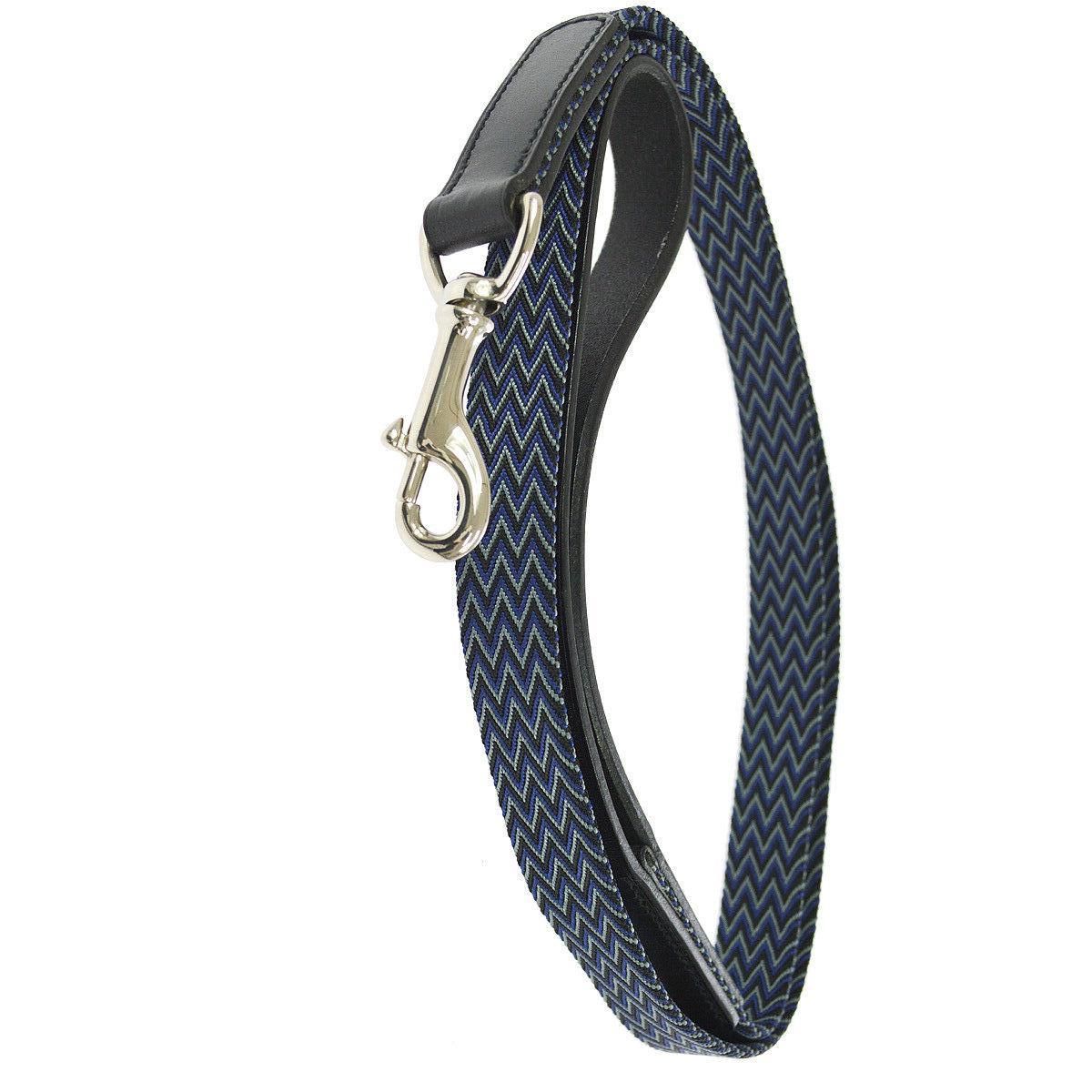 Hermes Blue Black Green Nylon Leather Silver Animal Pet Dog Leash  In Good Condition In Chicago, IL