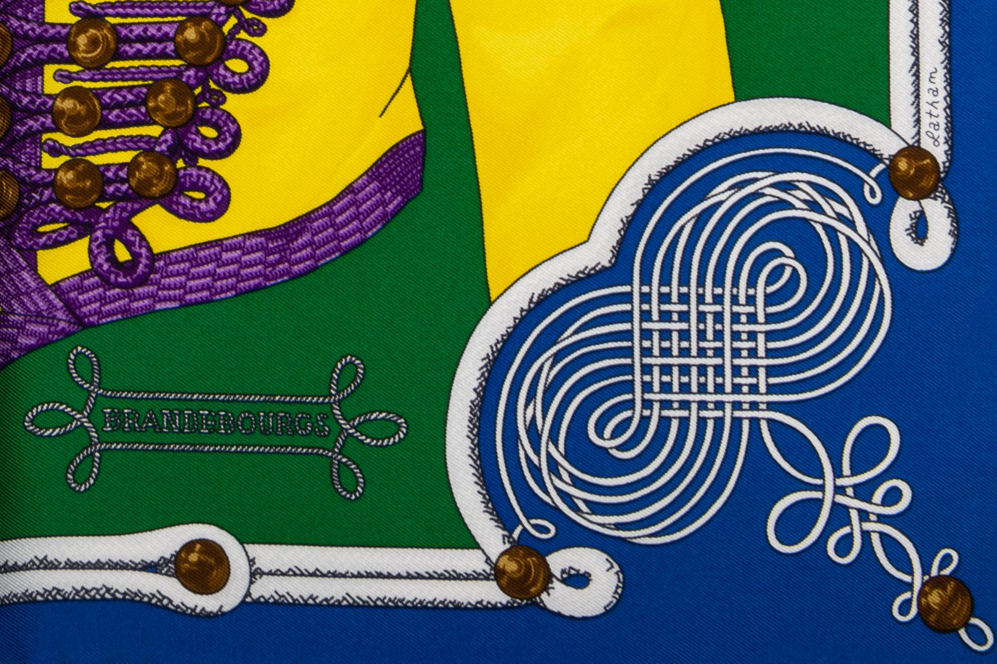 Hermès Bufanda Azul Brandebourg Gavroche Nuevo en Caja en Nuevo estado para la venta en West Hollywood, CA