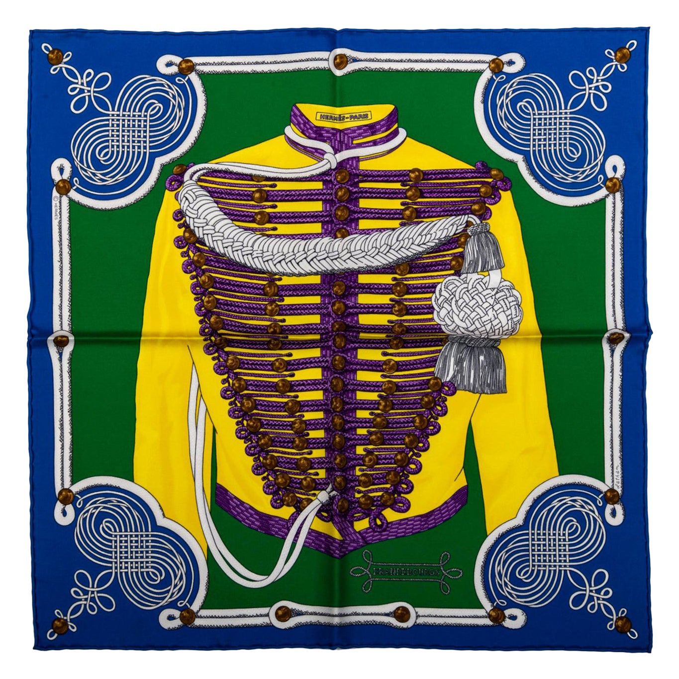 Hermès Bufanda Azul Brandebourg Gavroche Nuevo en Caja en venta