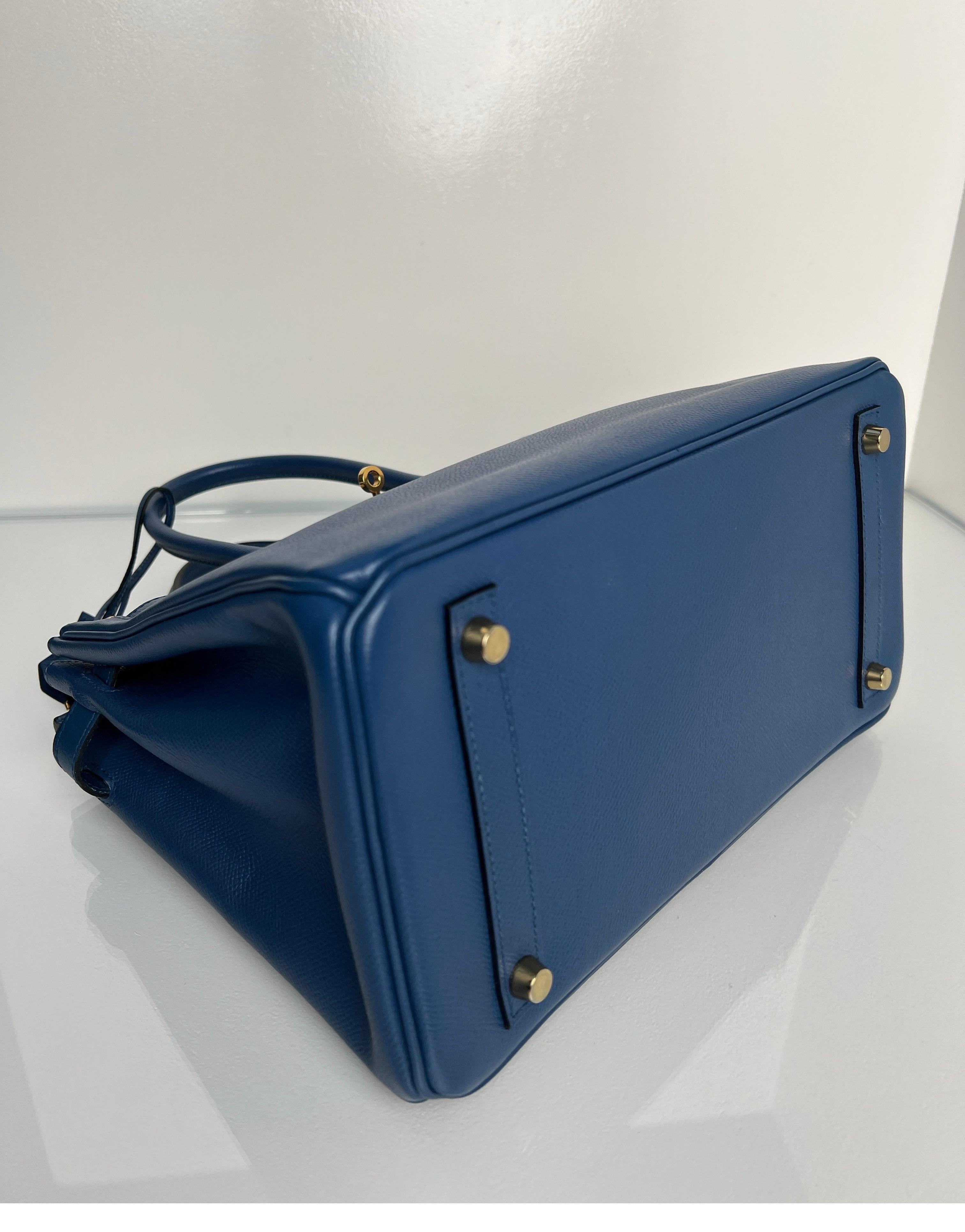 Hermes Blue Brighton Birkin 30 Bag 6