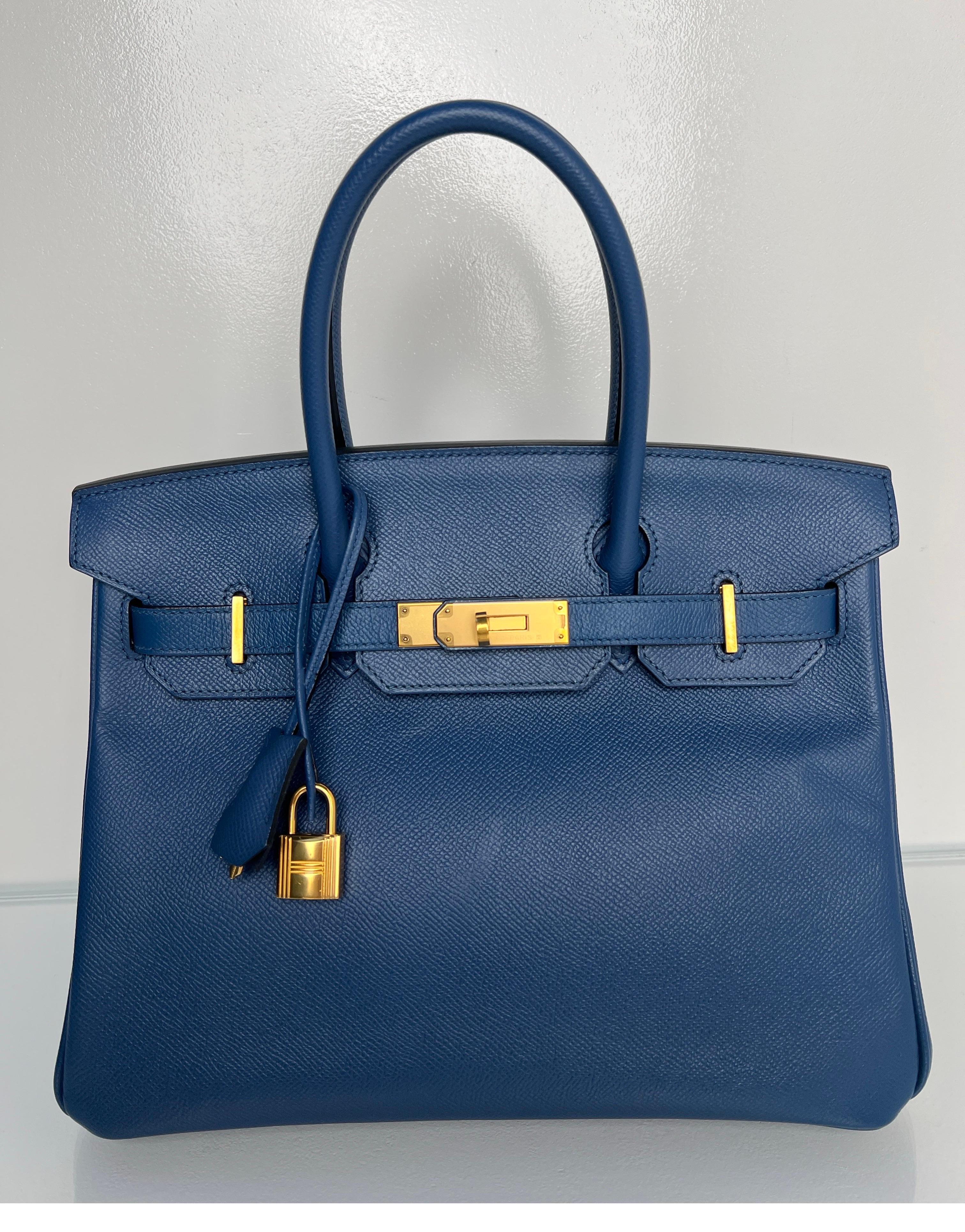 Hermes Blue Brighton Birkin 30 Bag 13