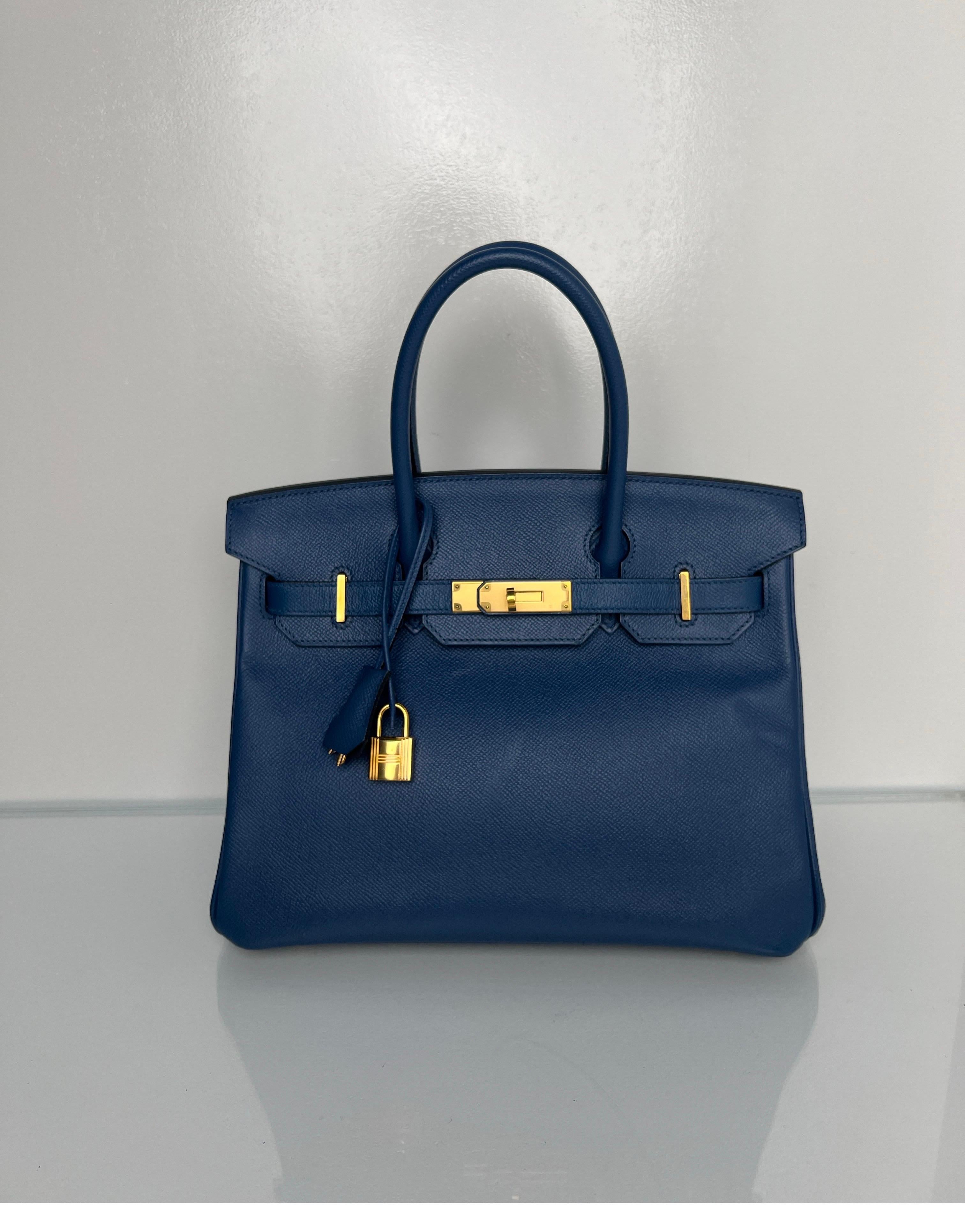 Hermes Blue Brighton Birkin 30 Bag 14