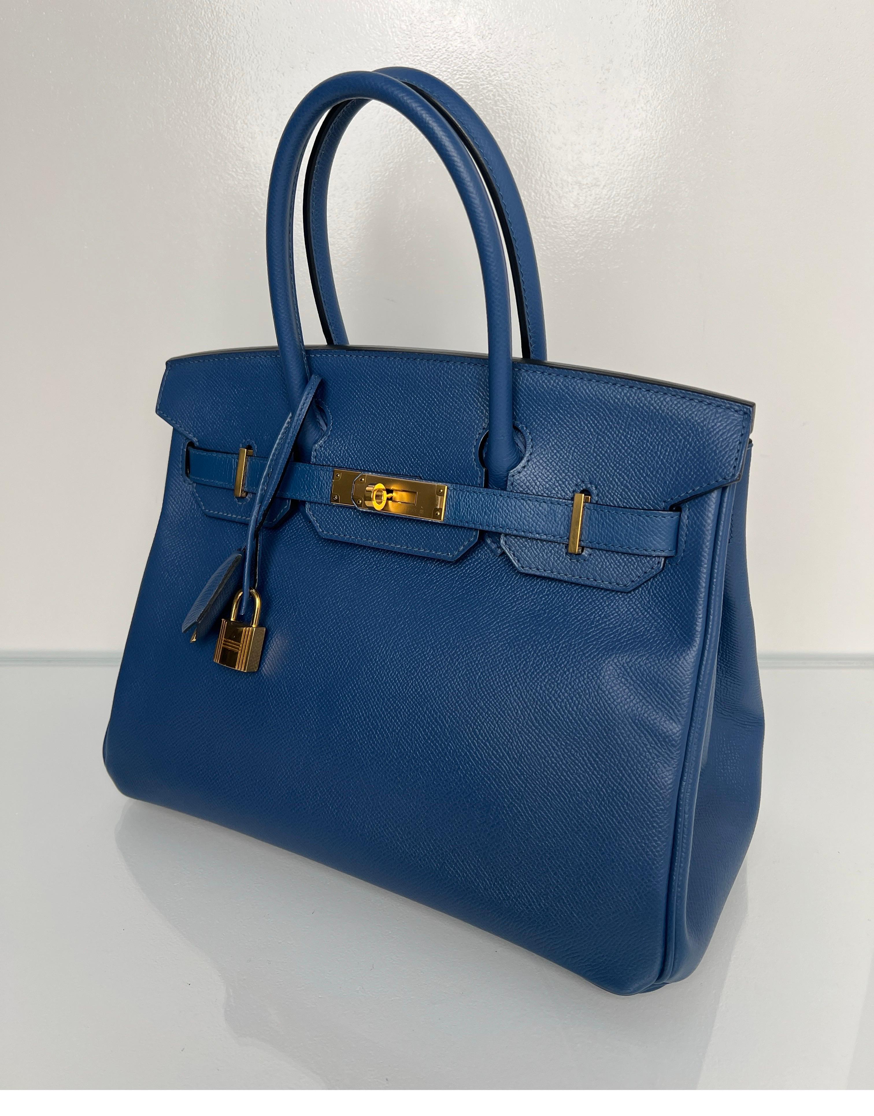 Hermes Blue Brighton Birkin 30 Bag 16