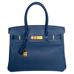 Hermes Blue Brighton Birkin 30 Bag