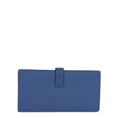 Hermès BLUE BRIGHTON & CAPUCINE EPSOM LEATHER BEARN WALLET
